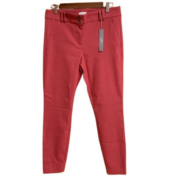 NWT LOFT Women's Double Button Skinny Ankle Pant Raspberry Size 6 - Picture 4 of 12